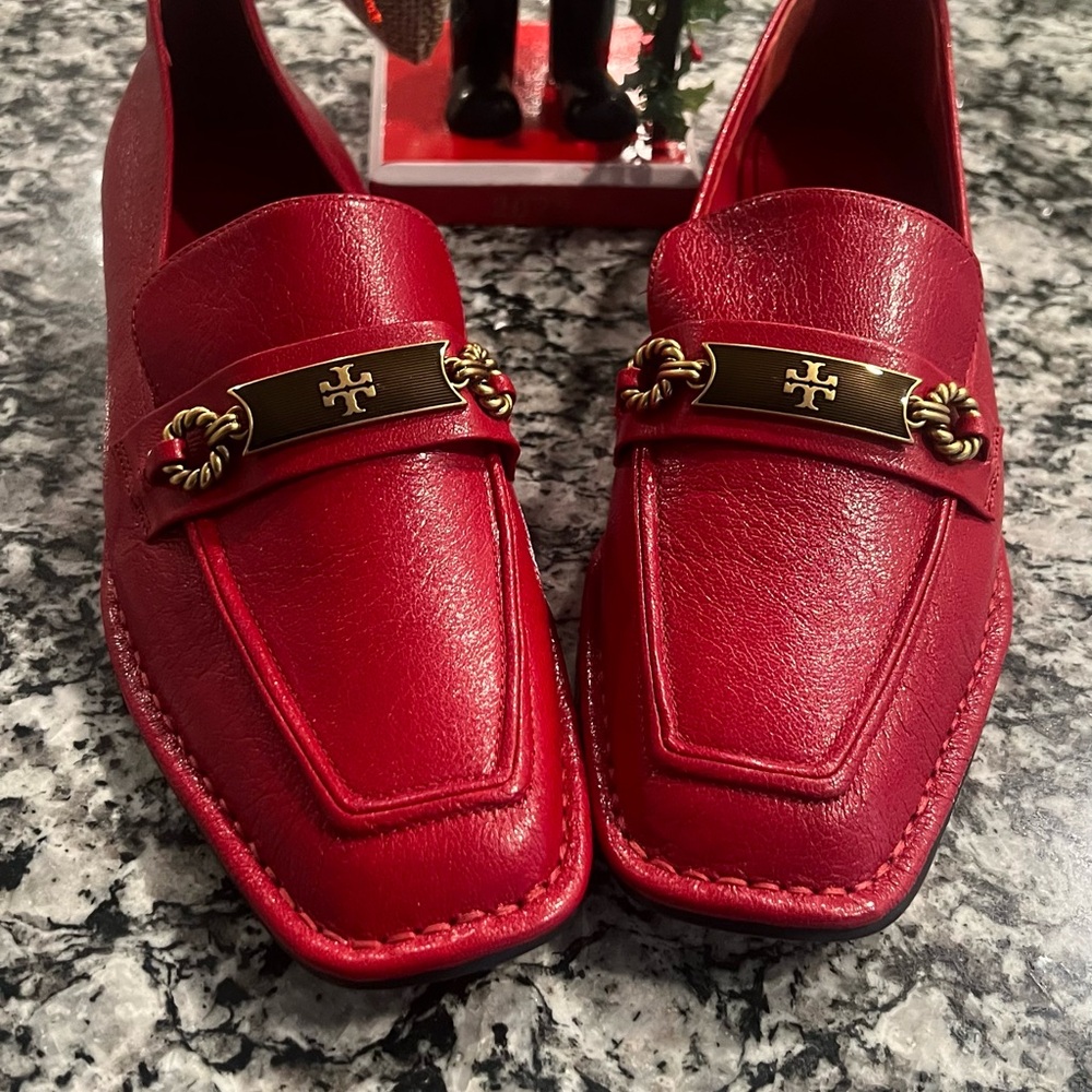 Tory Burch Red Leather Loafers